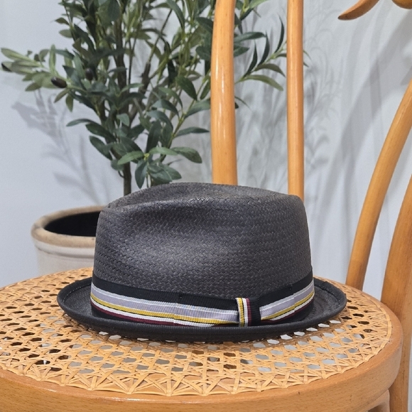 Big it Up Other - Stylish Retro Big It Up Black Fedora Hat with Striped Band